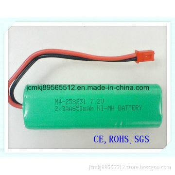 Ni-MH Battery 2/3aap-7.2V 650mAh for Electric Toys, Battery, Protable DVD, Electric Tools, Alarm System, Rechargeable Battery